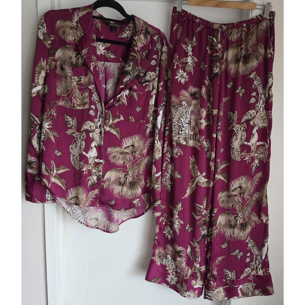 Banana Republic Pajama Set S Purple Floral Long Sleeve Sleepwear PJ Top Pants